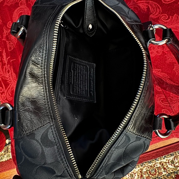 Coach Ashley Jacquard Black Satin Satchel Bag F15443 - 13”x7” - Picture 6 of 9